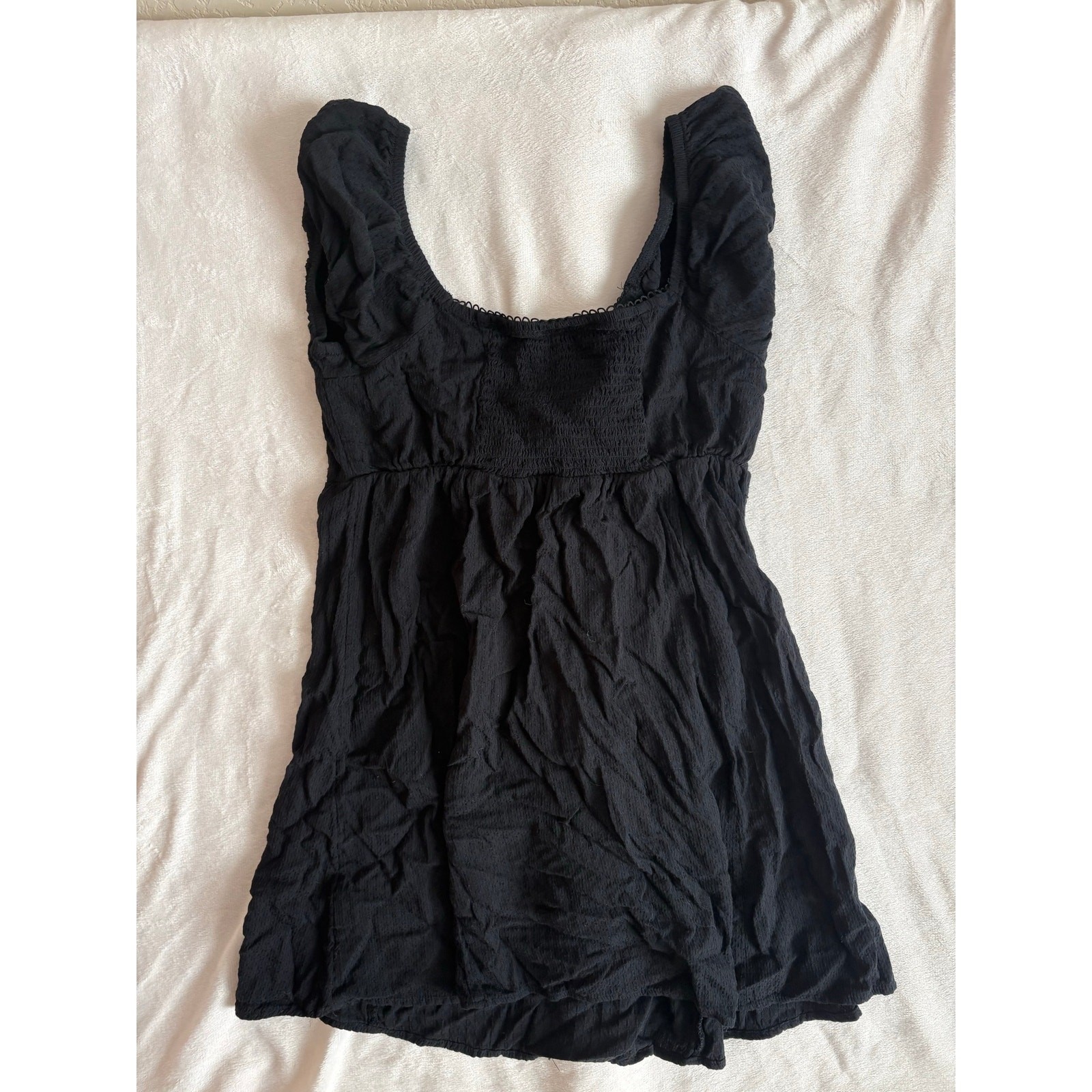 Black Babydoll Square Neck Micro Dress/Top