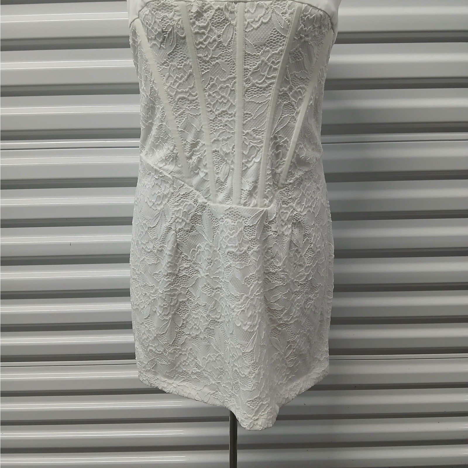 Princess Polly Brea Strapless Mini Dress Size 12 White Embroidered Lace Party