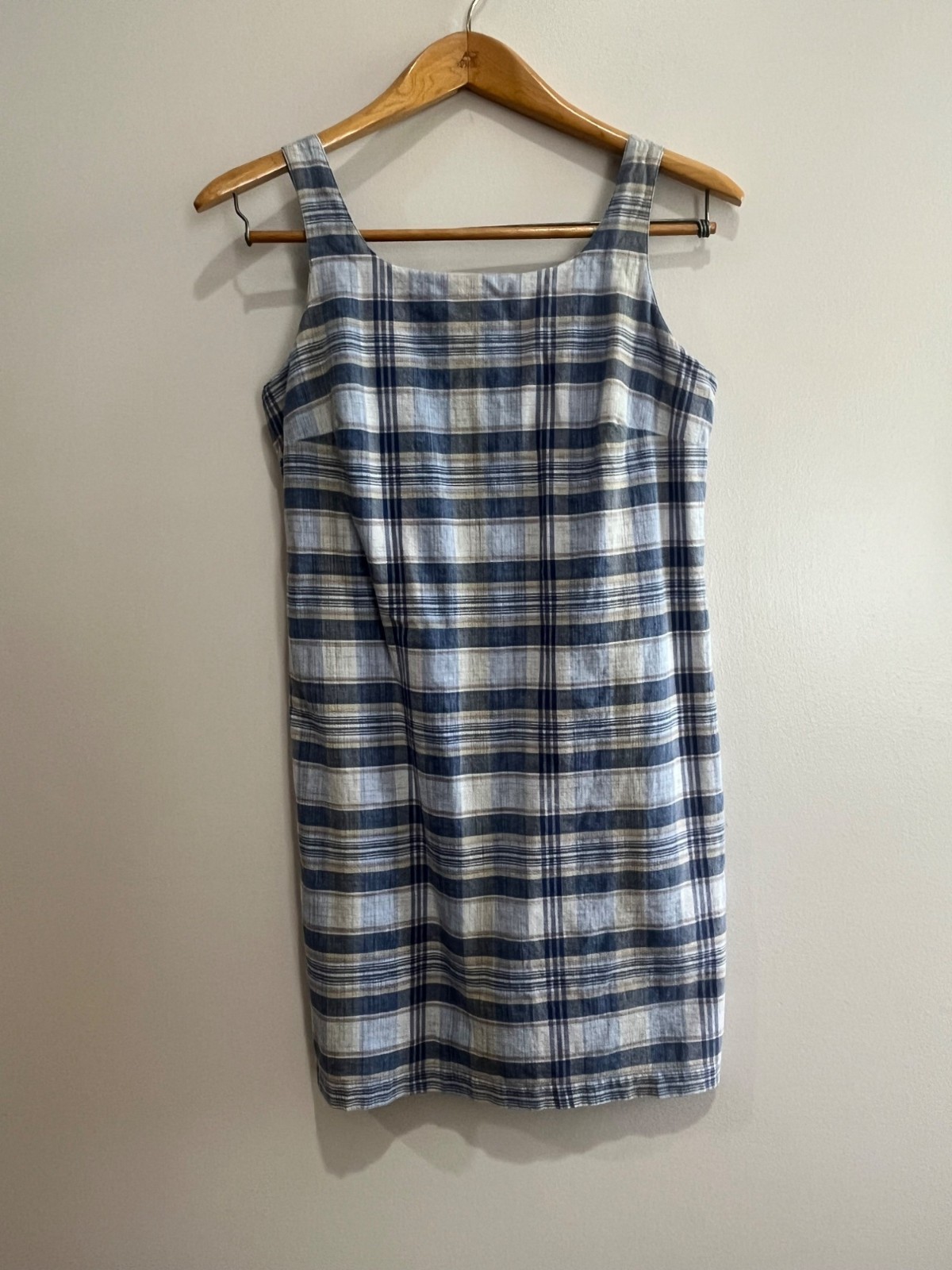 Arizona Jean Co. Sleeveless Pencil Dress Juniors 7 Blue Plaid 90s