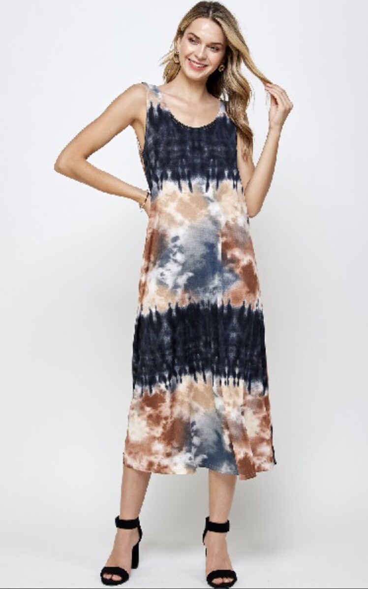 JOSTAR Slinky LONG TANK DRESS Poly Spandex Knit TRAVEL Taupe S M L XL 2X 3X