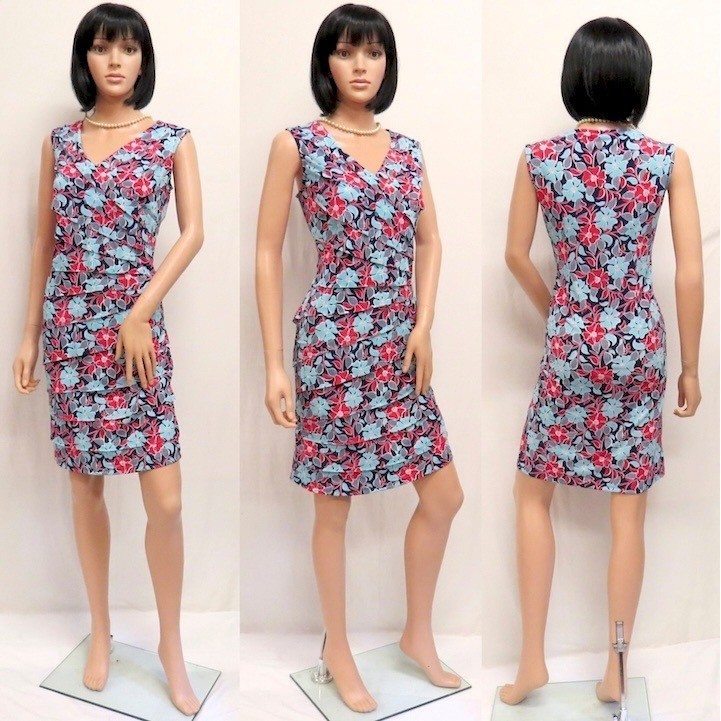 ALLISON DALEY Red Blue White Flower Sleeveless Stretch Dress 8P New