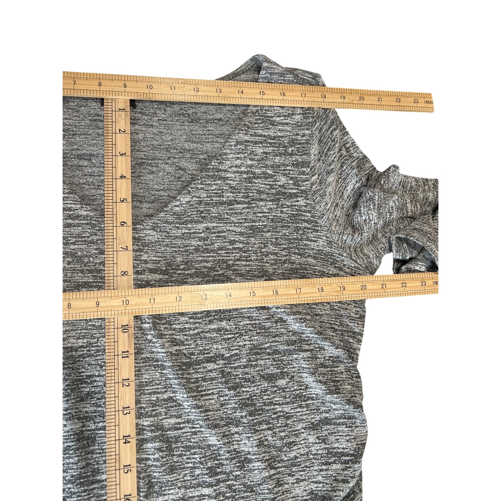 Free Press Heathered Gray Stretch Ruched V-Neck Dress Women’s Size L Easy Travel