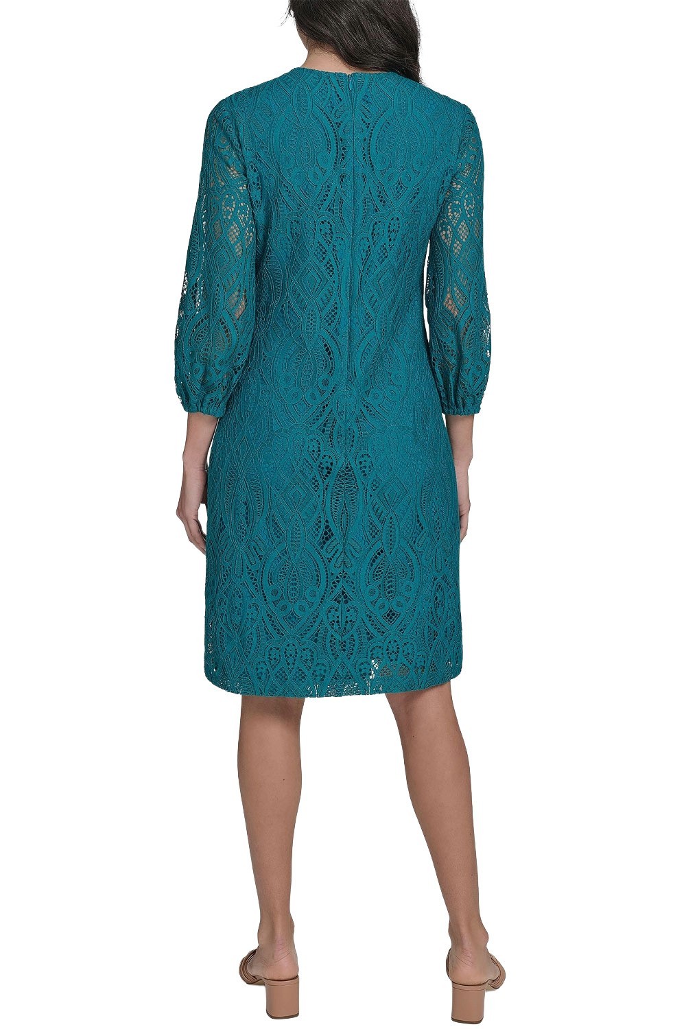 Jessica Howard Womens Petite 3/4-Sleeve Lace Shift Dress 10 Teal – NWT $129