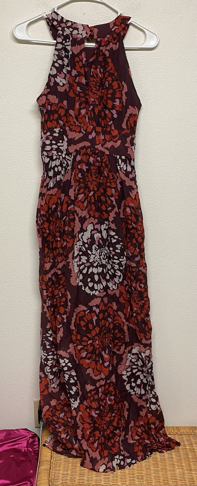 Martin + Osa Women Halter Silk/ Cotton Blend Maxi Dress Lined Floral Sz 4