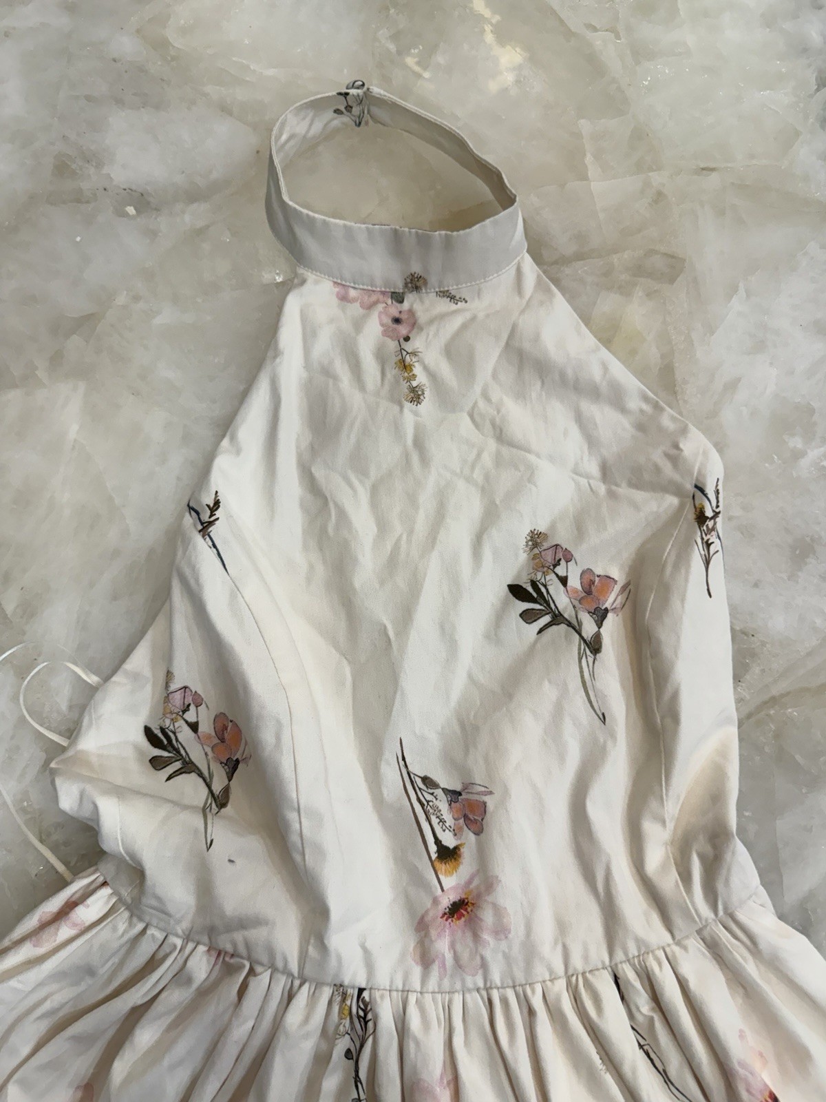 Altar’d State Halter Backless Midi Dress, XXS Cream Floral print