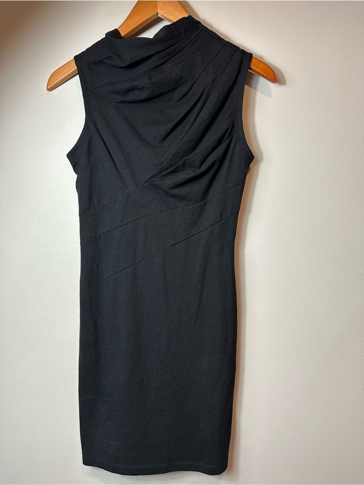 NWT RtA Holly Black Ruched Mock Neck Mini Dress Stretch Size 2 Made in Portugal