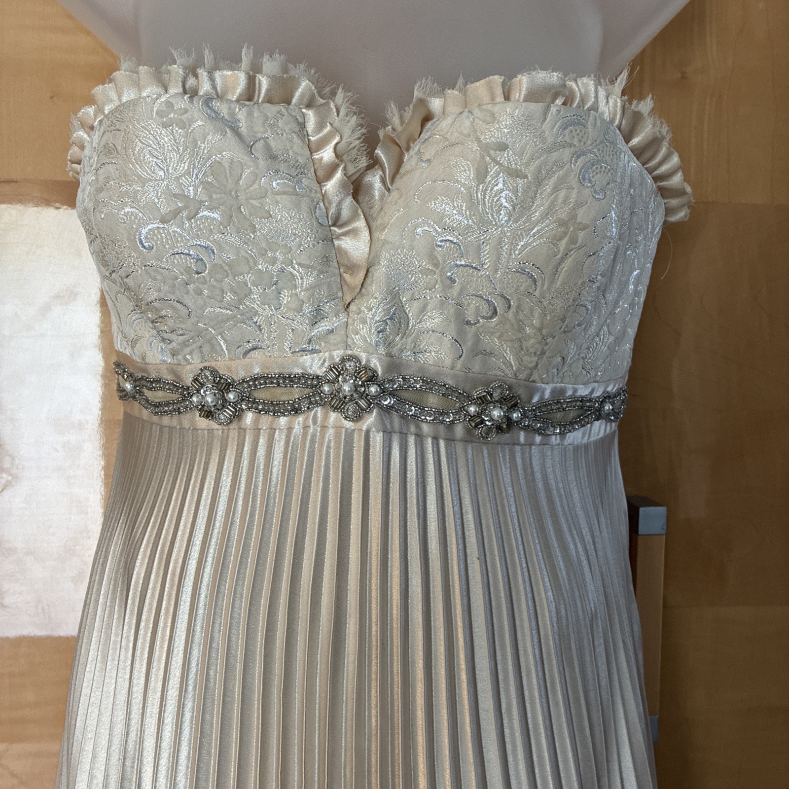 Badgley Mischka Size 10 metallic gold empire waisted gown ZUES DROPPED YOU $2800