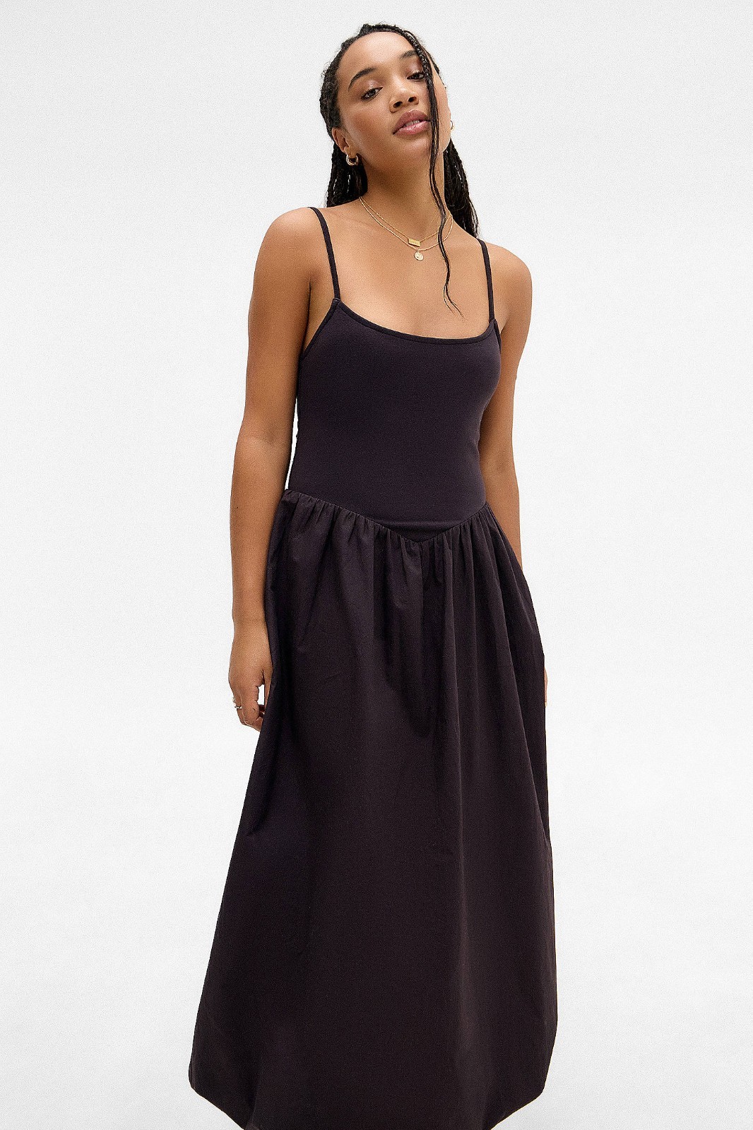Urban Outfitters Kimchi Blue Eden Hybrid Puffball Dress S P Brown Midi NEW 44036
