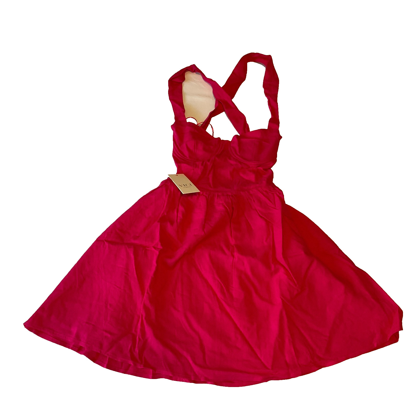 Vici Exclusive Tank Dress Womens Size S Hot Pink Back Tie Stretch
