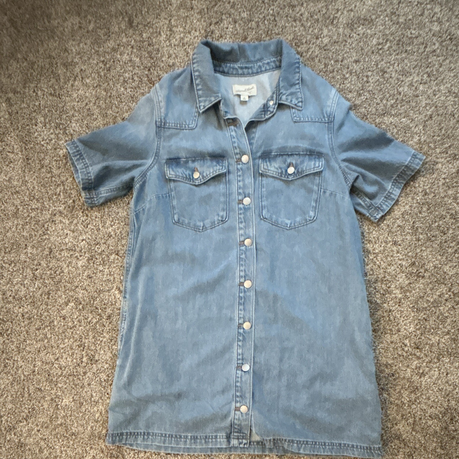 Universal Thread Women’s Denim Dress Medium Wash M Button-Front Collared Pockets
