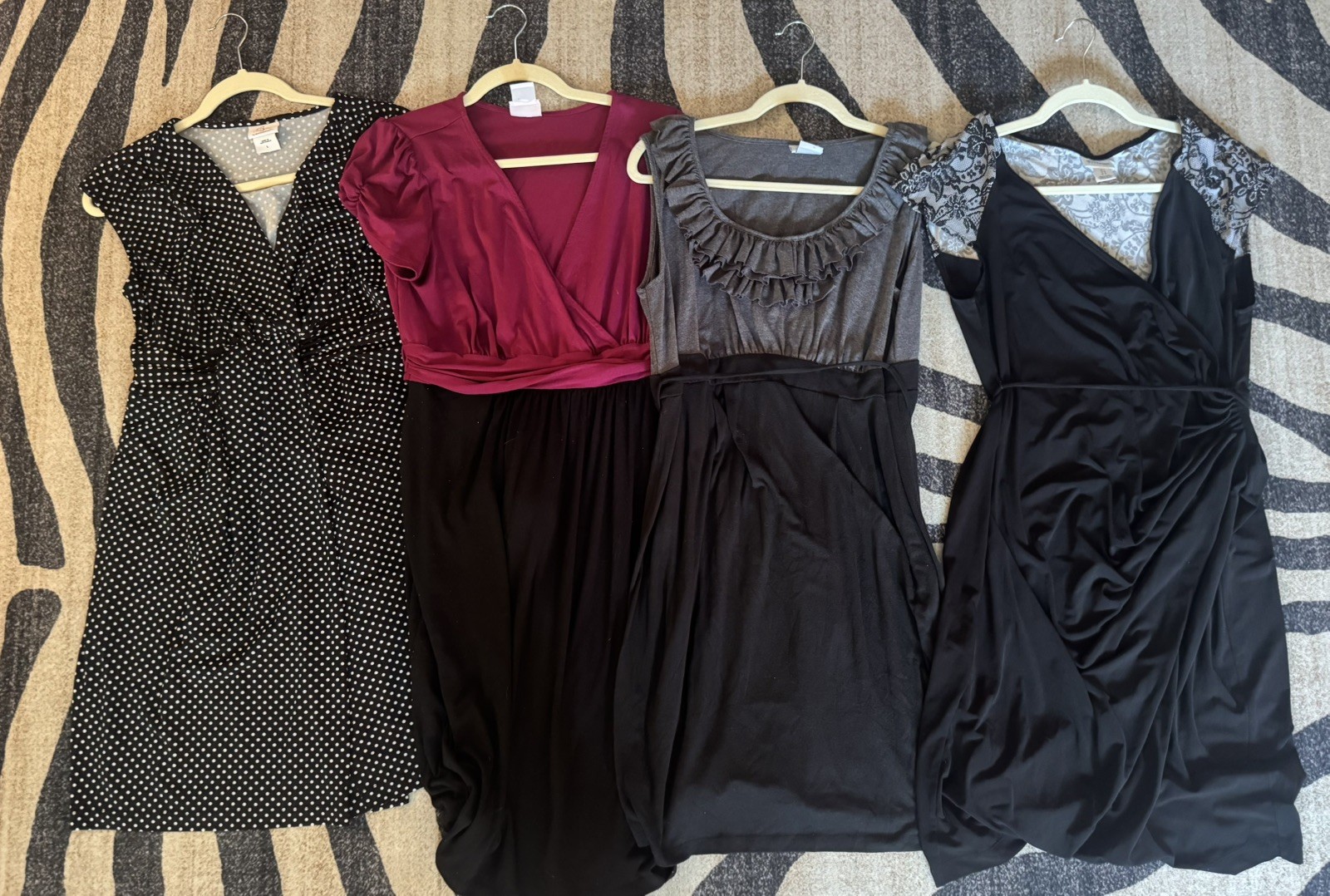 4pc Motherhood Maternity Dress Bundle – Size Large (Classic Neutrals & Solids)