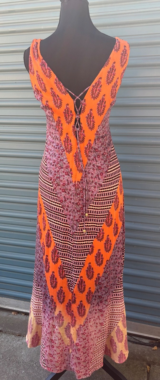 FREE PEOPLE Boho Multicolor Laced Front & Back Midi/Maxi Dress ~ 2