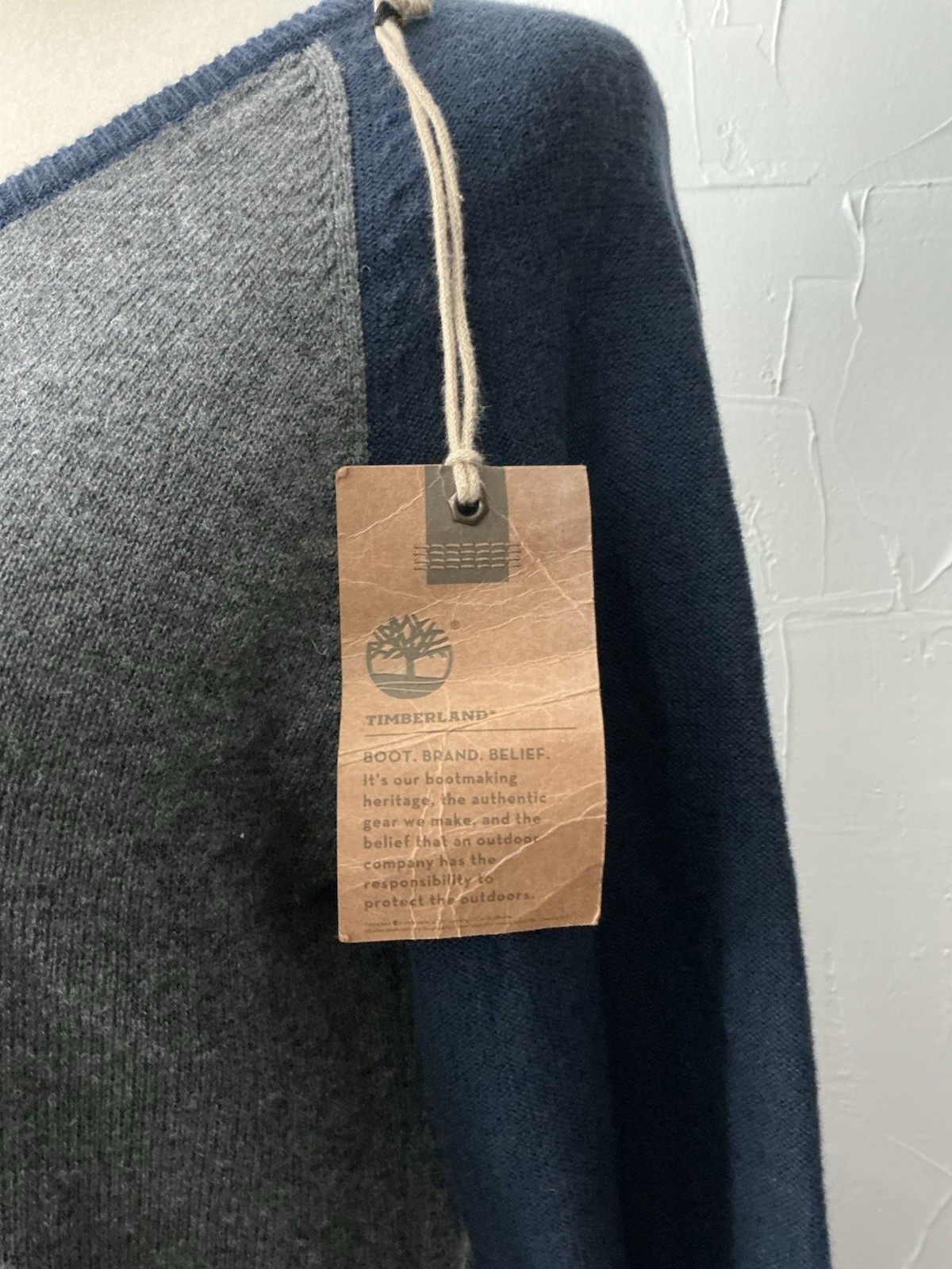 Timberland Original Sweater Dress M/ Slim Fit Gray/Navy Knit Short Wool/Cotton