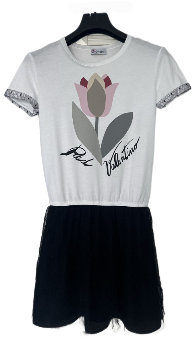 RED Valentino A-Line Black&White 100% Cotton Mini Dress Size XS