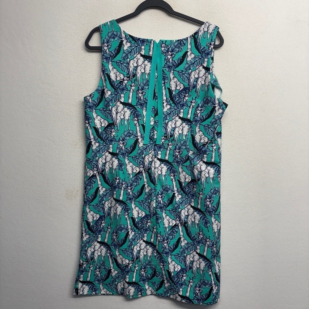 Talbots Midi Dress 14 Blue Zebra Print Sheath Tank