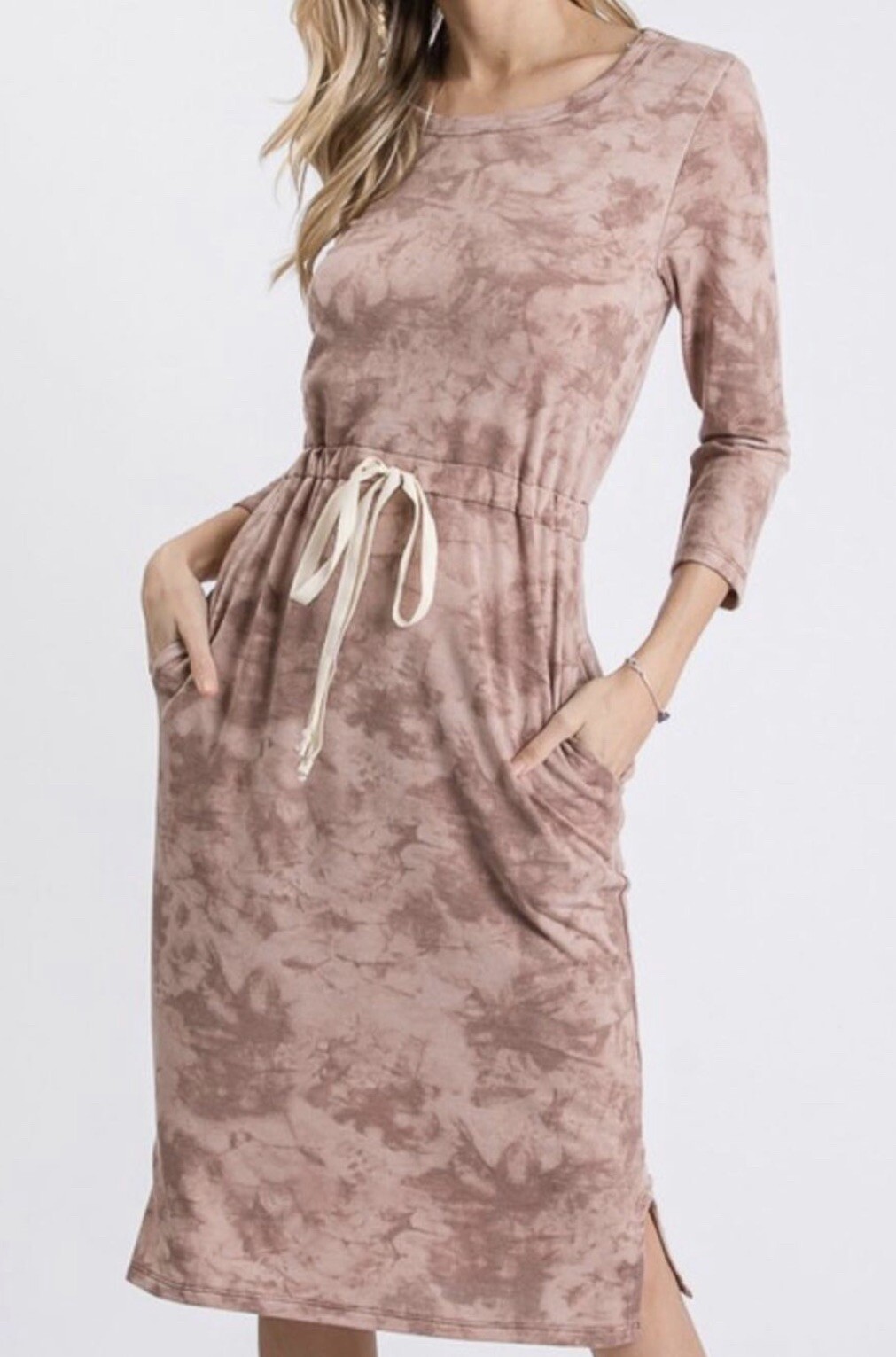 7th Ray Tie Dye Midi Drawstring Dress