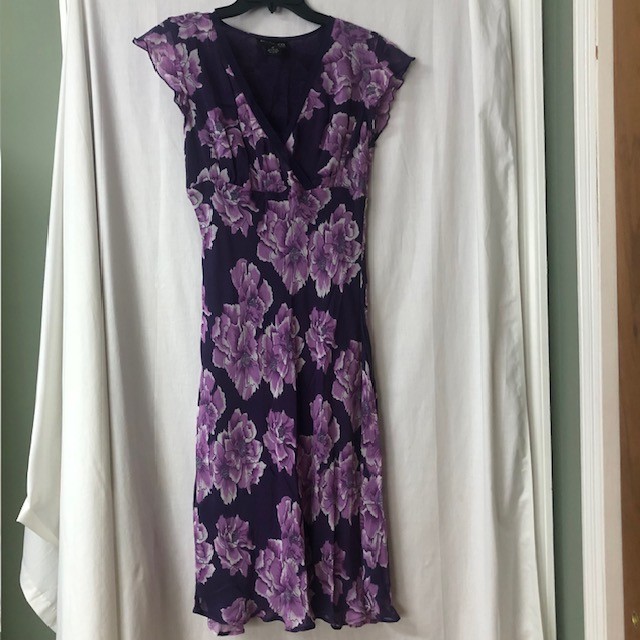 Style & Co Purple Floral Dress Size 4 Petite