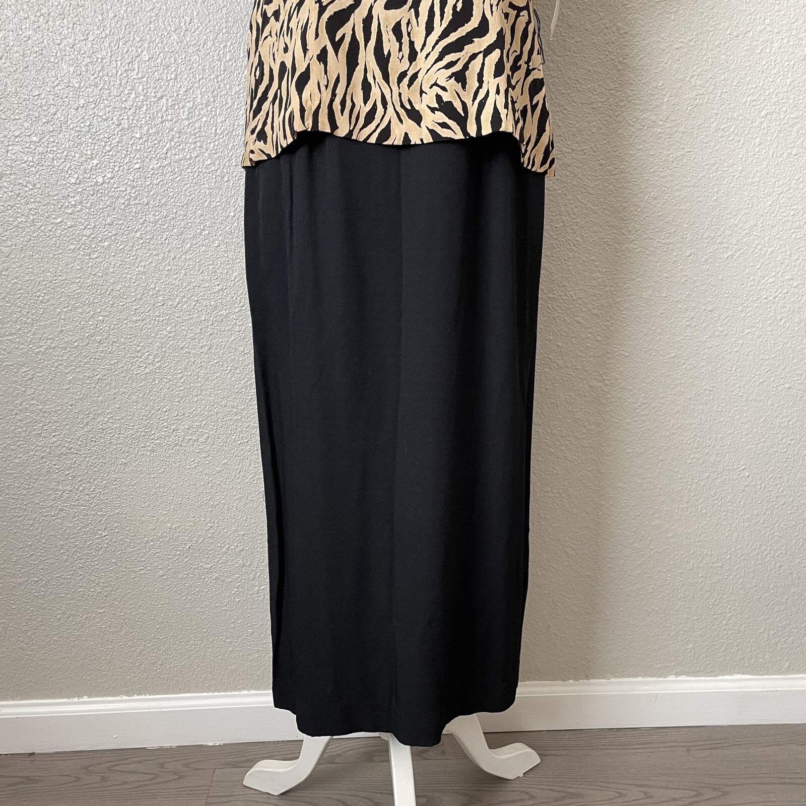 Lois Snyder Dani Max Tiger Office Evening Maxi Dress 90s 80s Vintage Modest 12