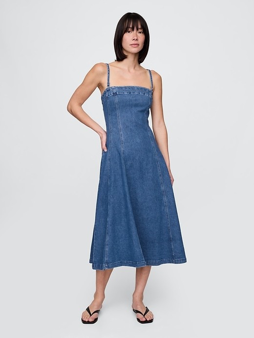 Gap MT Medium Tall Denim Midi Dress in Medium Wash NWT! #756727