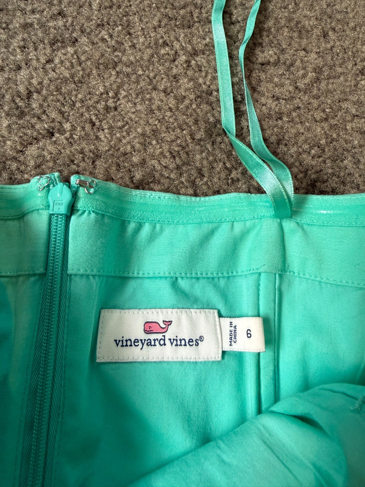 Vineyard Vines Turquoise Green Embroidered Strapless Sheath Dress Size 6 Preppy