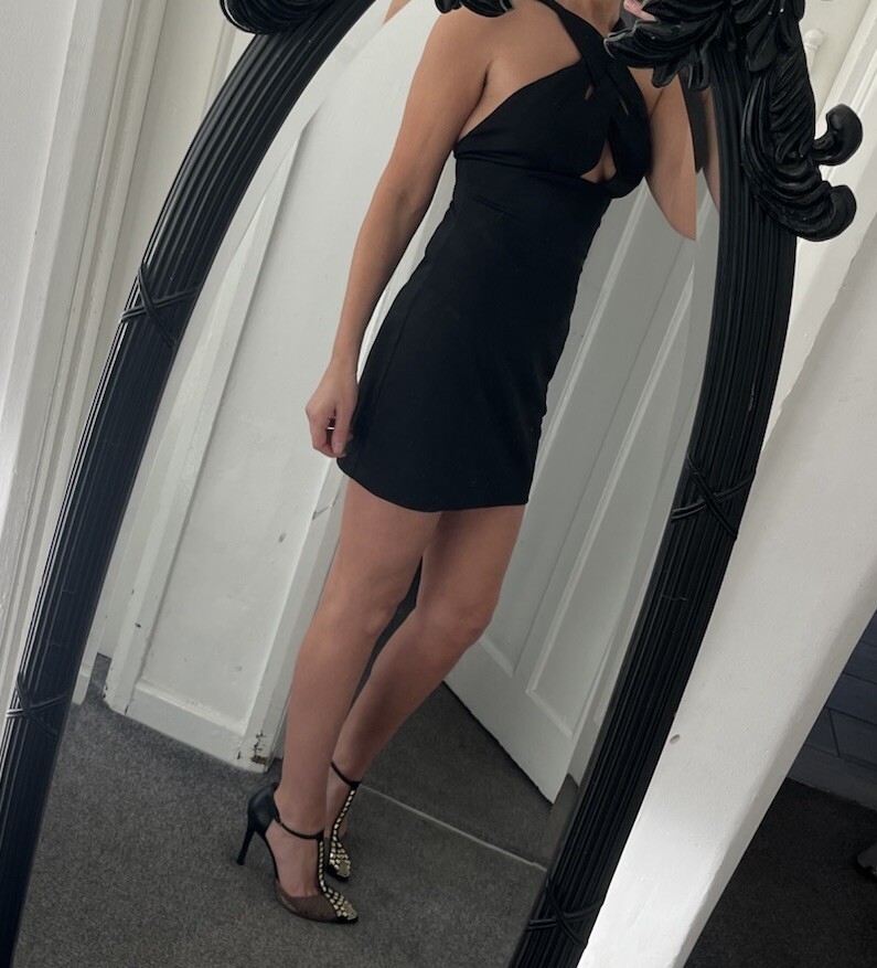 AQ AQ Black Cryton Mini Dress Size 6