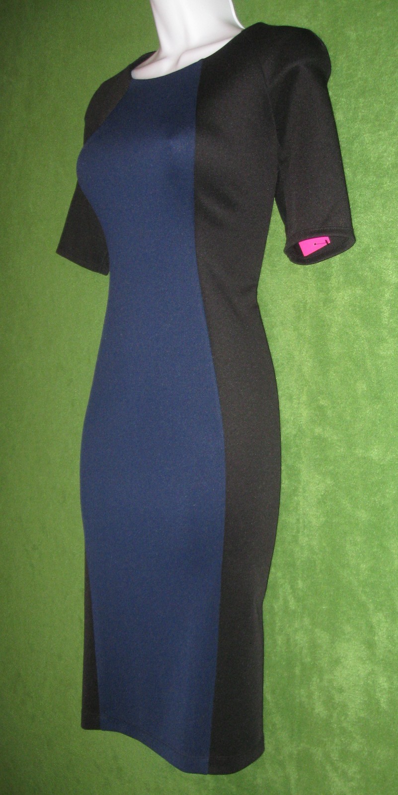 Nine & Co. Blue Black Colorblock Stretch Knit Work Social Dress 2 NWT $89 MISC