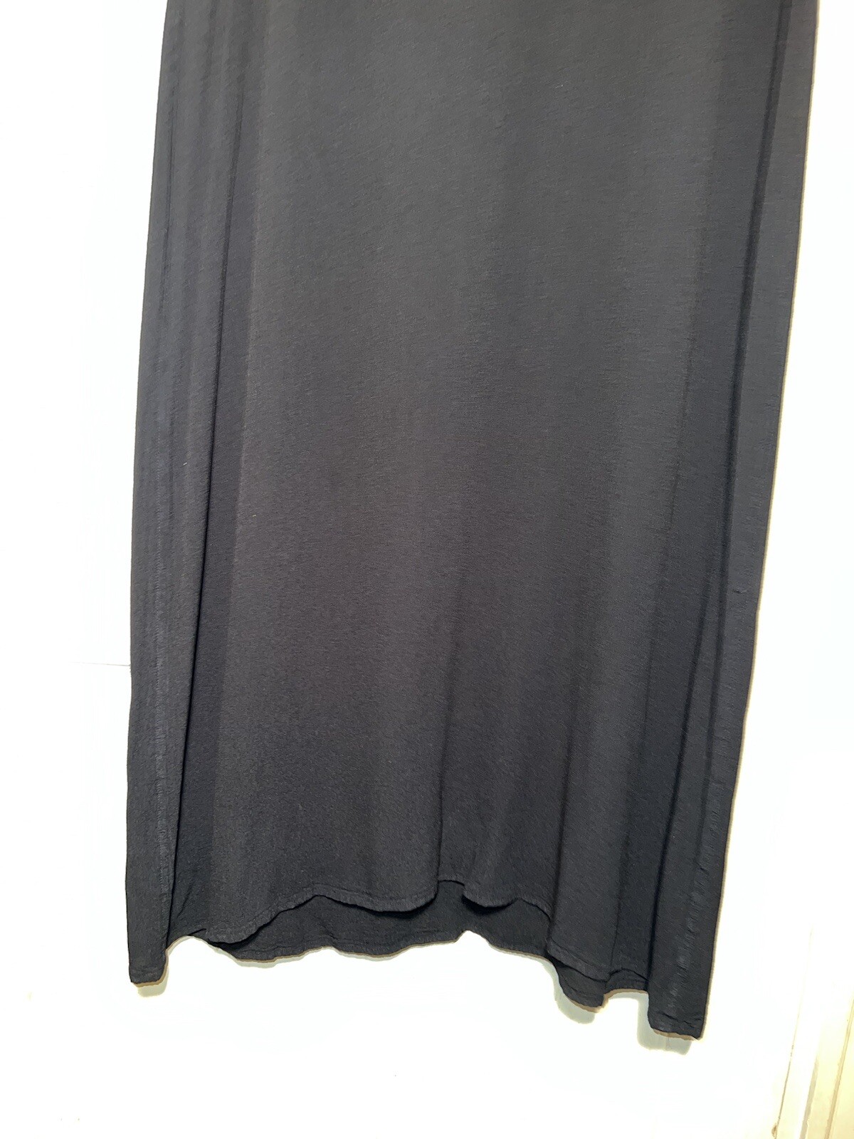 GHOST vintage black crepe long v-neck maxi dress Size L. c854