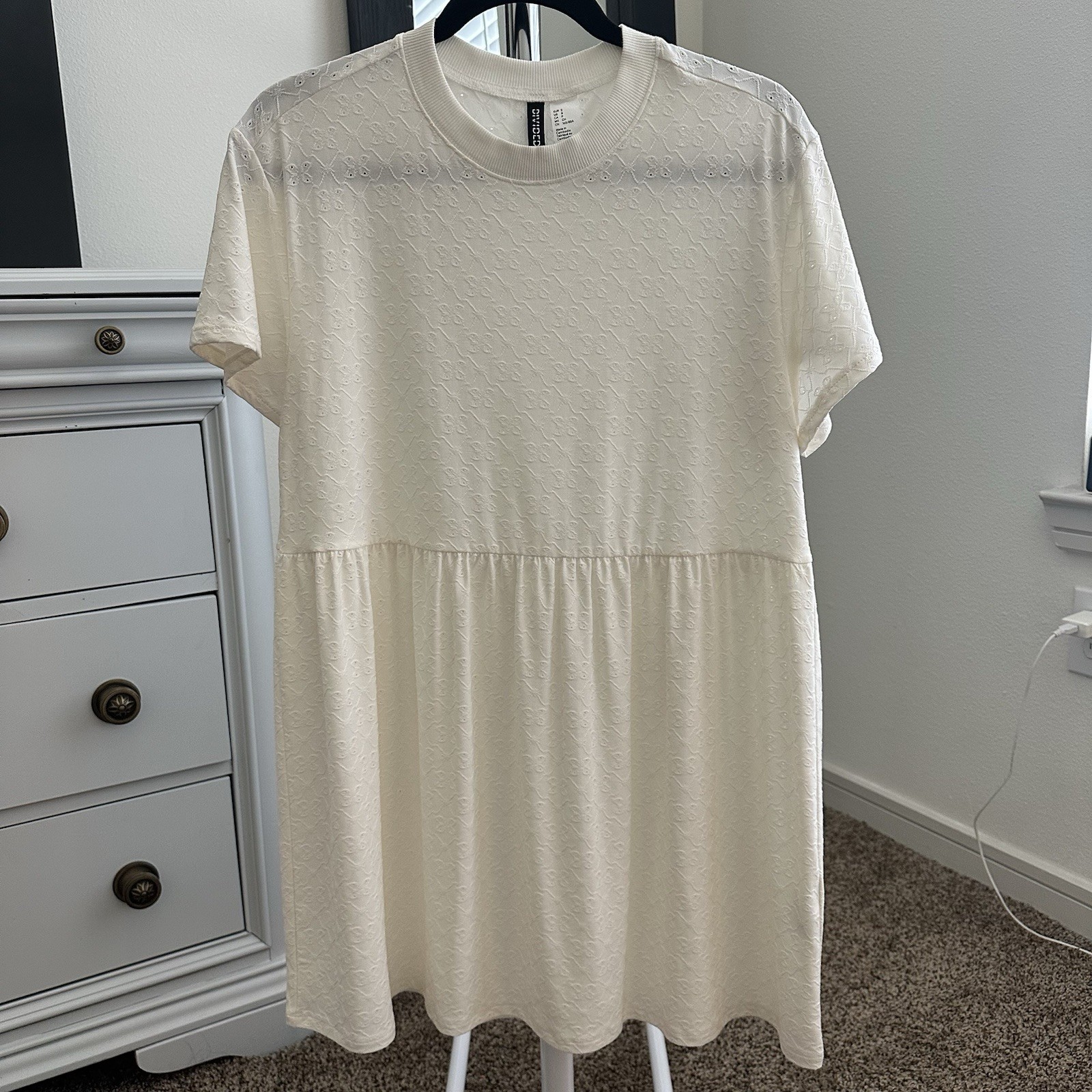 Women’s H&M Divided Off-white Oversized Shirt Dress Size S, Short, See-through