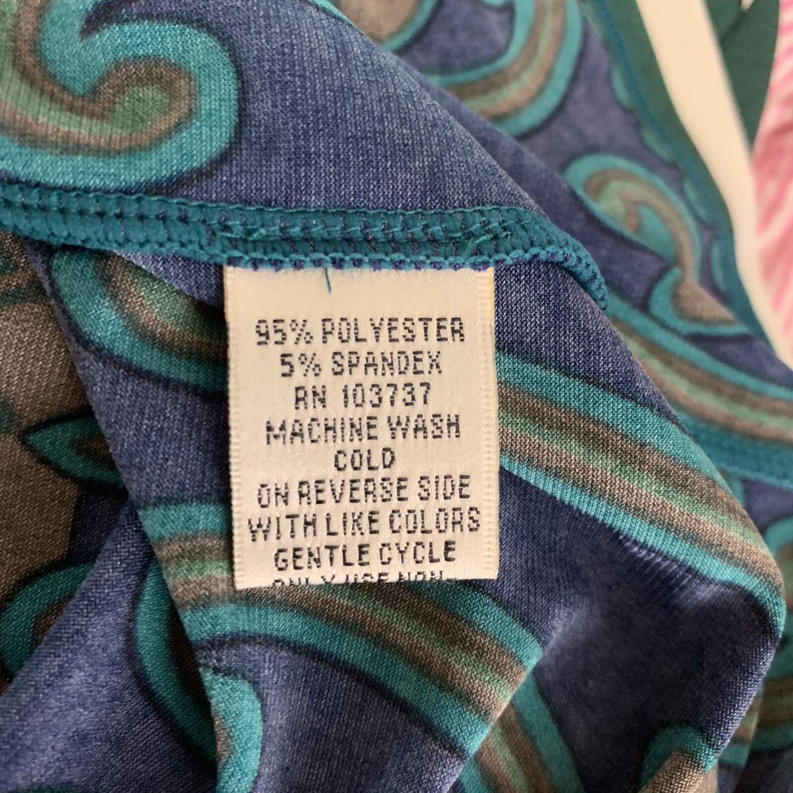 Ali Ro Womens Dress size 2 Blue Green Geometric Long Sleeve Lightweight Stretch