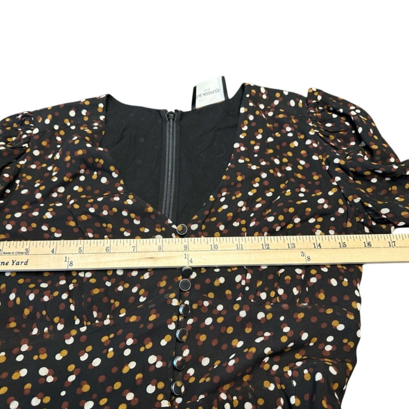 The Kooples Polka Dot Button Print Mini Size 4 Black Brown EUC