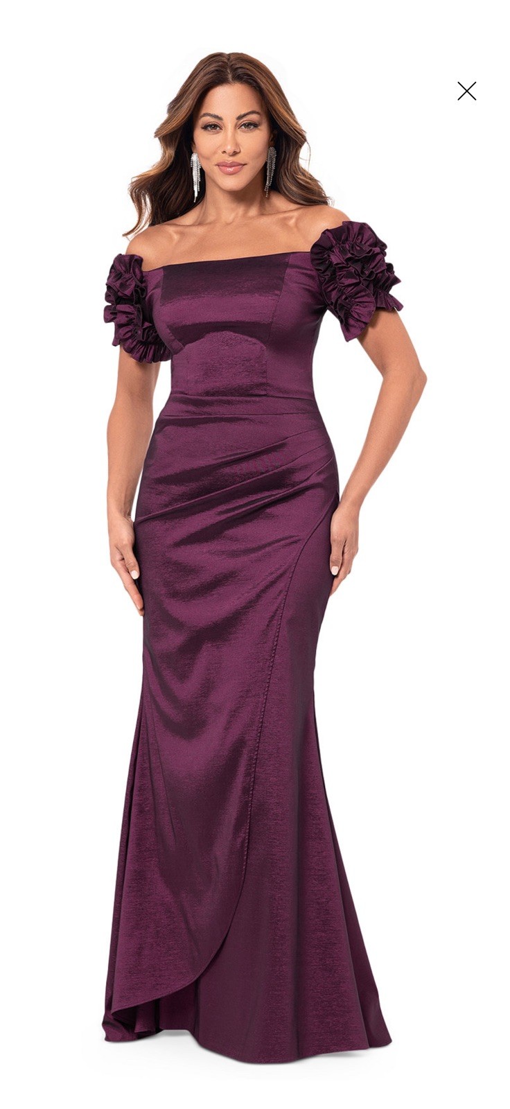 Xscape Wine Burgundy Off the Shoulder Taffeta Sheath Gown Size 4 $299