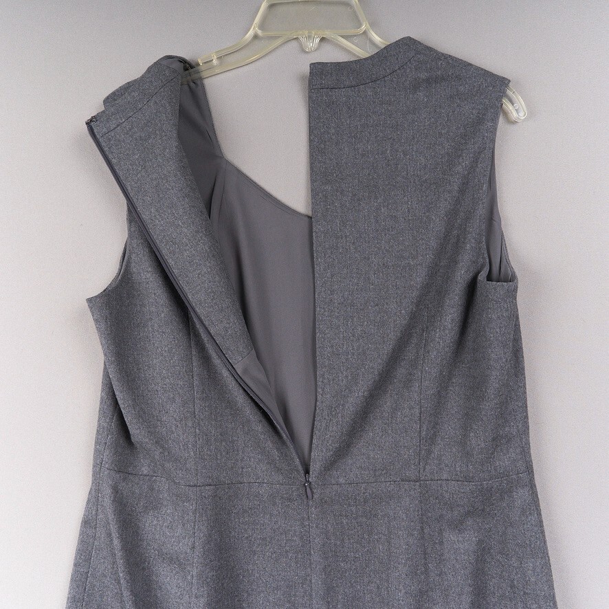 Talbots Sheath Dress Women 12 Gray Wool Sleeveless Stretch Lined