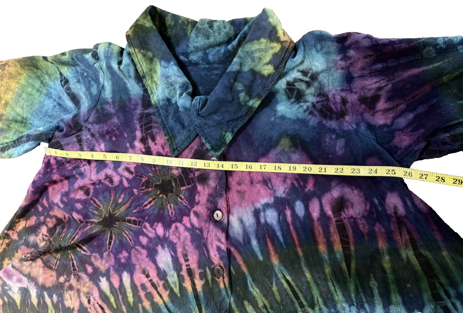 Tucan Hand Tie Dye Trapeze 100% Cotton Jacket Coat Dress Mesilla, NM Women’s L