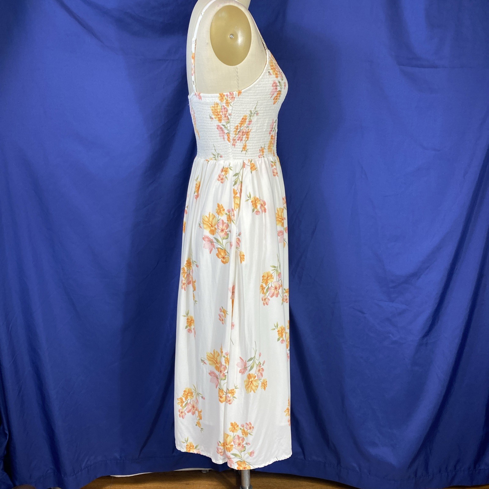 Old Navy Cami Smocked Floral MIDI Sundress Lined Pockets Cottagecore Sz M
