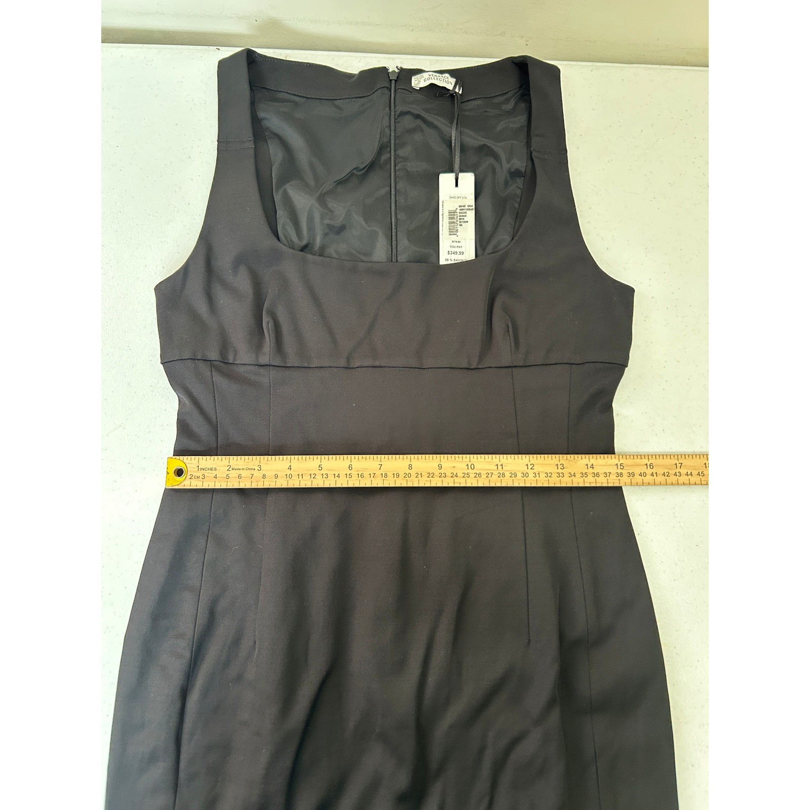 Versace Collection Black Sleeveless Square Neck Sheath Dress G34653 Size 46 NEW