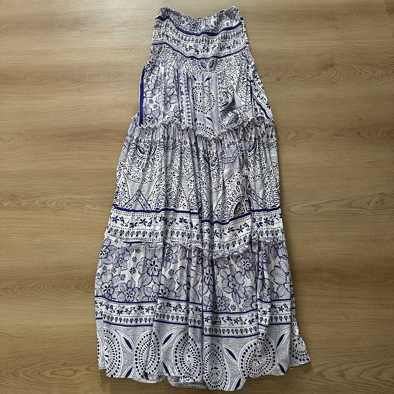 Jaase Maxi dress floral patterns strapless stretch bust boho summer sz M