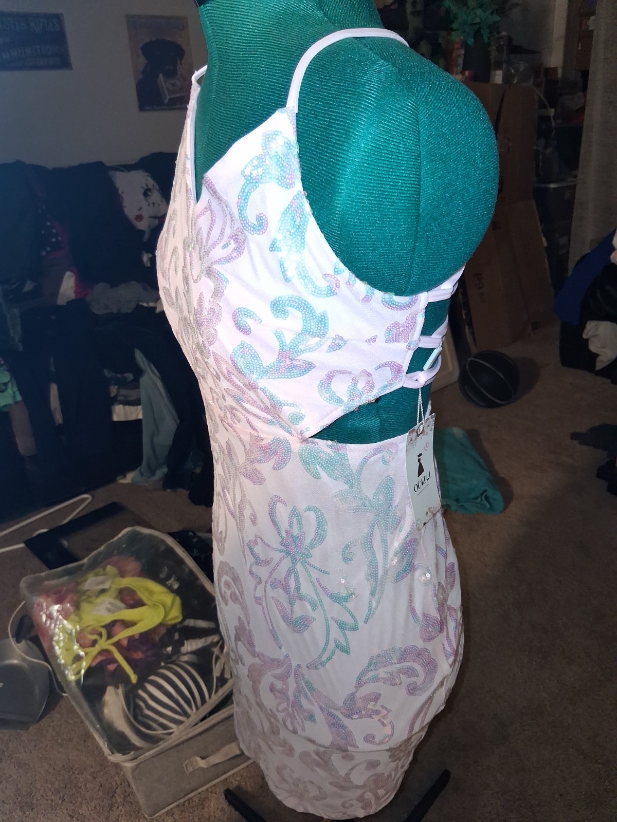NWT Pink Sequin Formal TIE BACK Dress