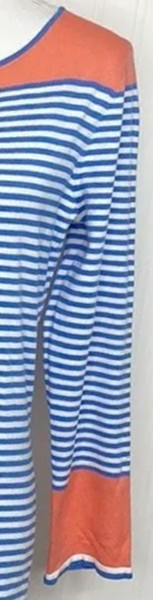 NWT! SAIL TO SABLE BLUE WHITE CORAL NAUTICAL STRIPED COTTON KNIT BLEND DRESS L !