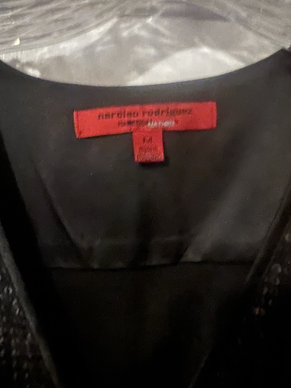 Narciso Rodriguez for DesigNation Sequin Faux-Wrap Dress w Copper Bodice Sz M