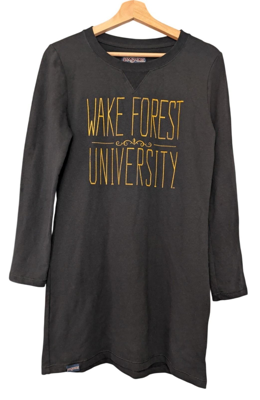 JanSport Wake Forest University Tunic Mini Dress Womens Sz M Black Gold Graphic