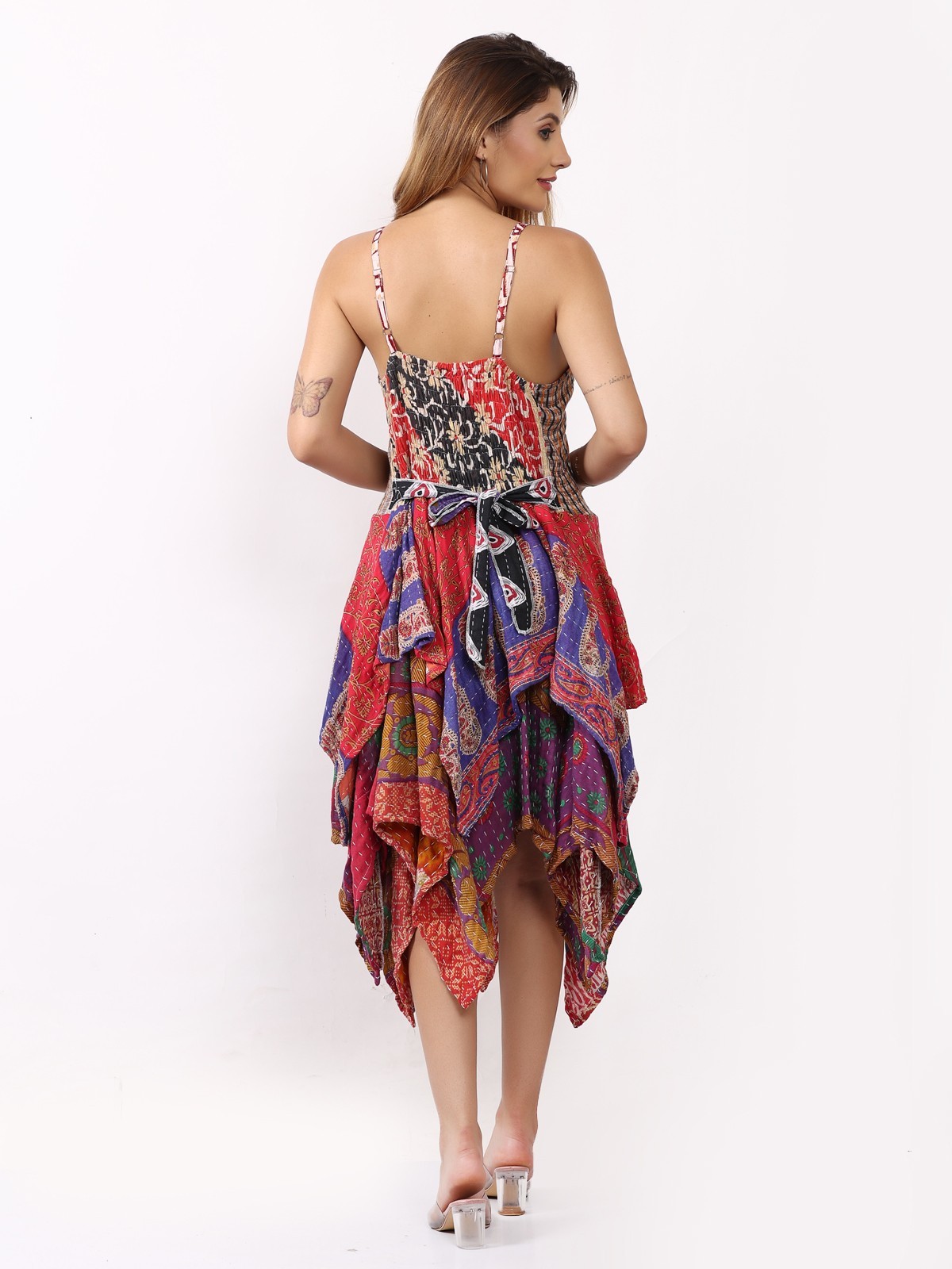 Women Spaghetti strap Patch Fit & Flare handkerchief hem Dress Wholesale Mix Lot
