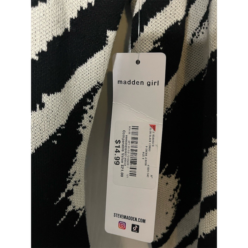 Madden Girl Sweater Maxi Dress Womens Size S Zebra Print Long Sleeve