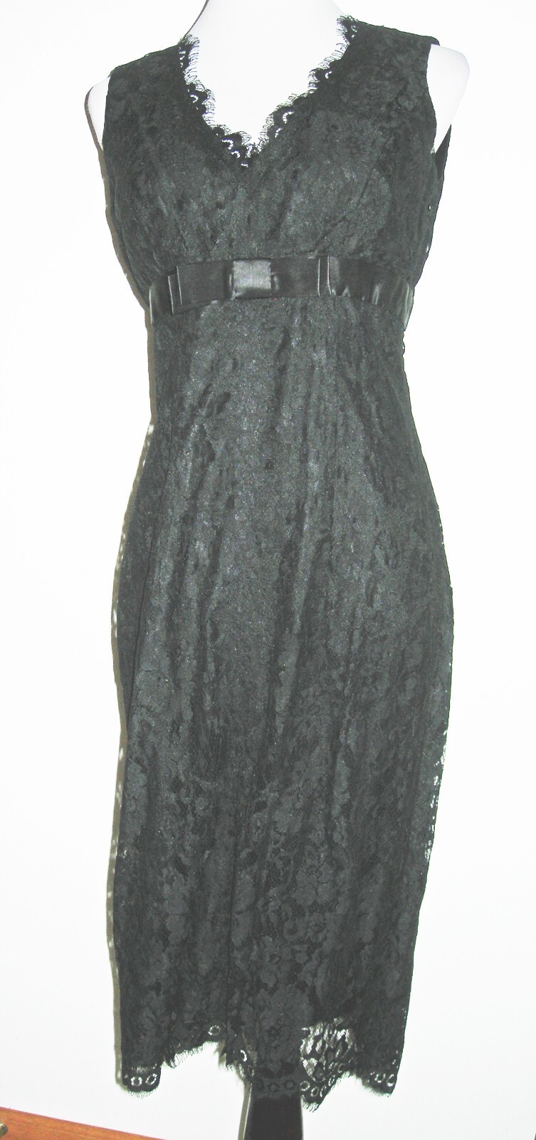 NWOT J. PETERMAN Black Lace Sheath Cocktail Party Dress 6 Midi