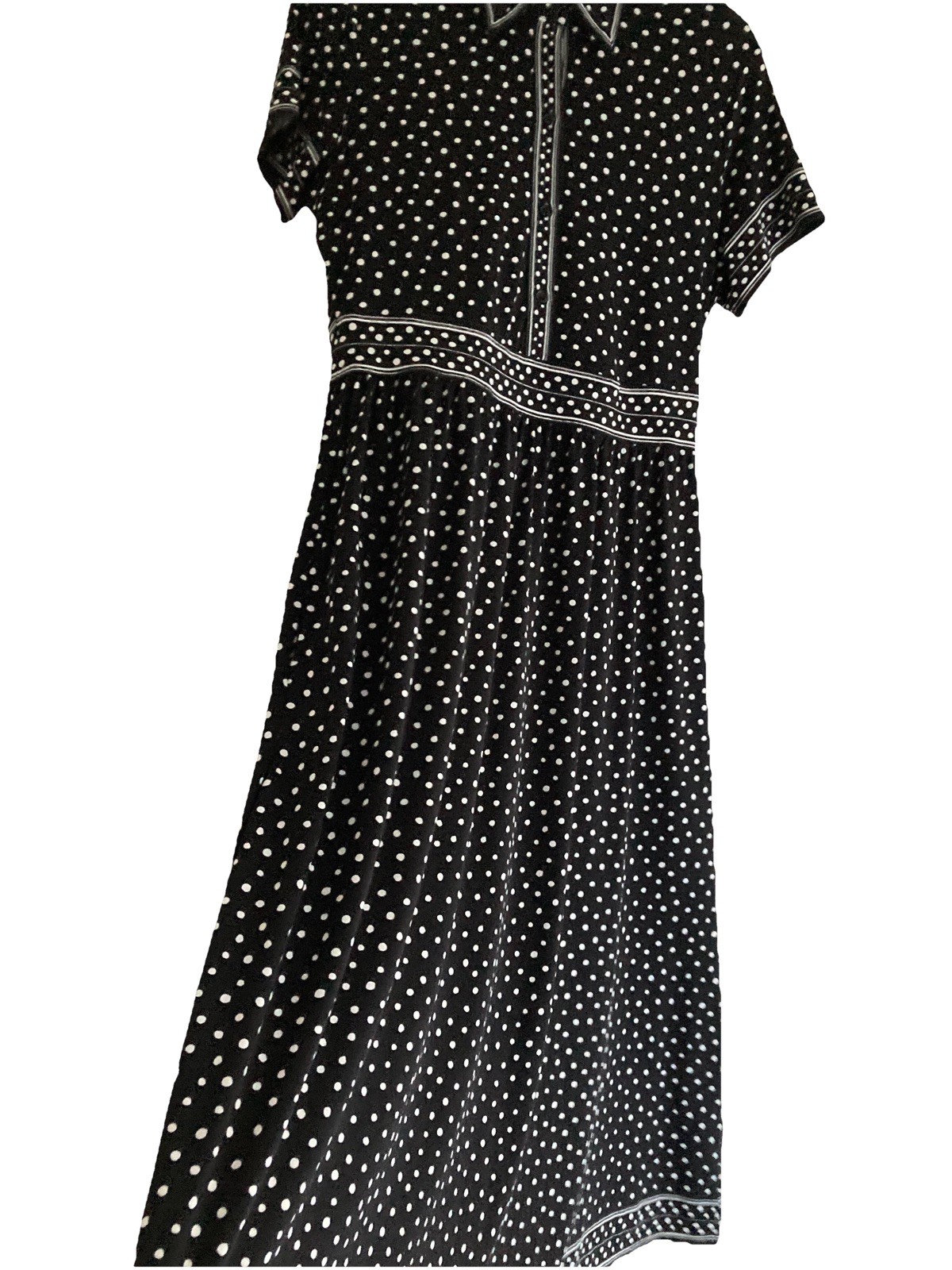 Max Studio Polka For Dress Fit Flare Pockets Size Small Chest 36” Midi