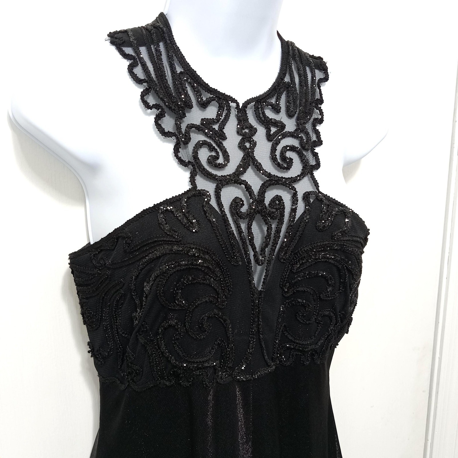 Alfred Angelo Black Sequin Gown: Elegant Formal Dress, Size 9/10