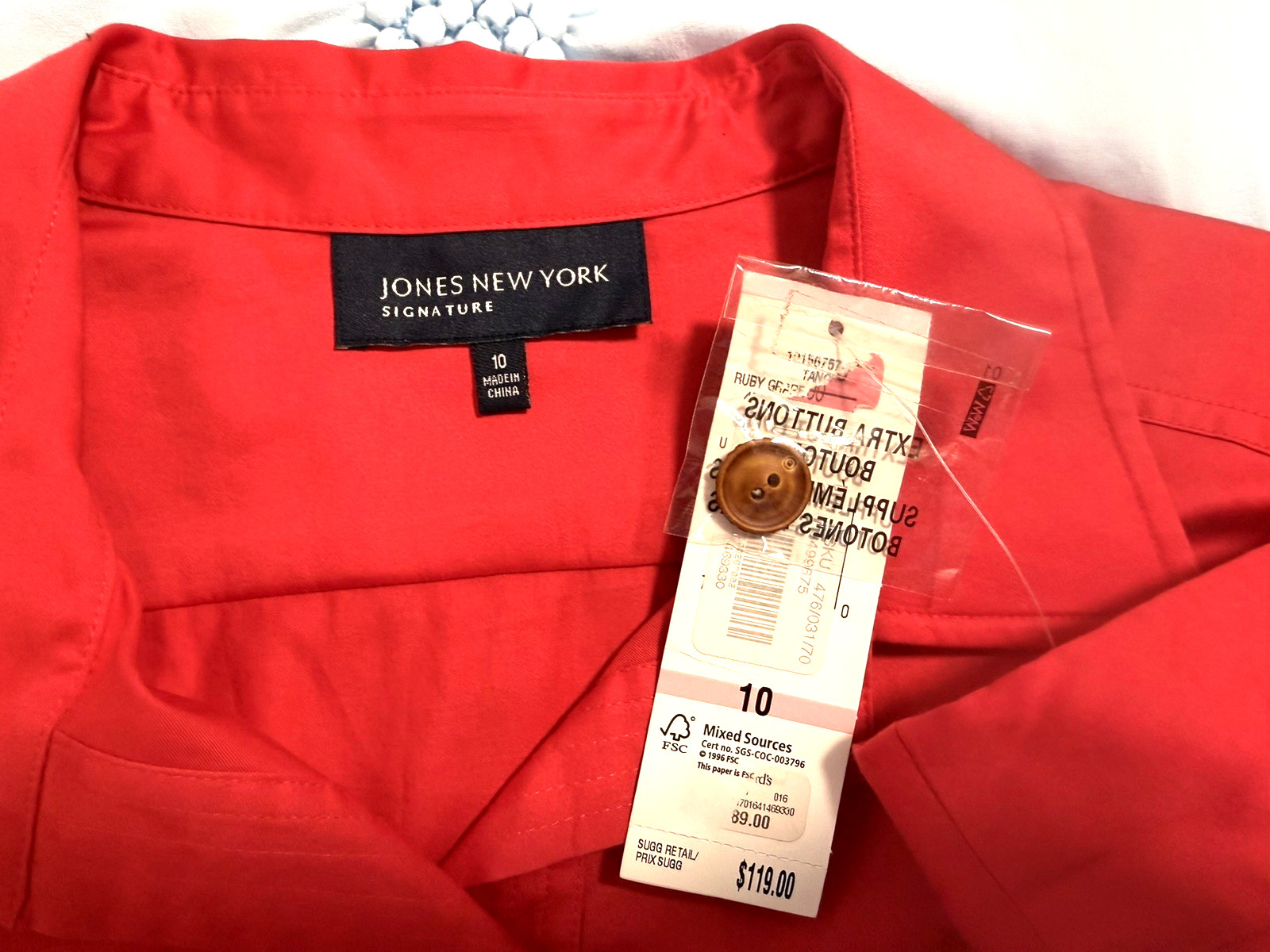 NWT Jones New York Maxi Belted Button Down Dress Sz 10 Pinkish Coral Cotton