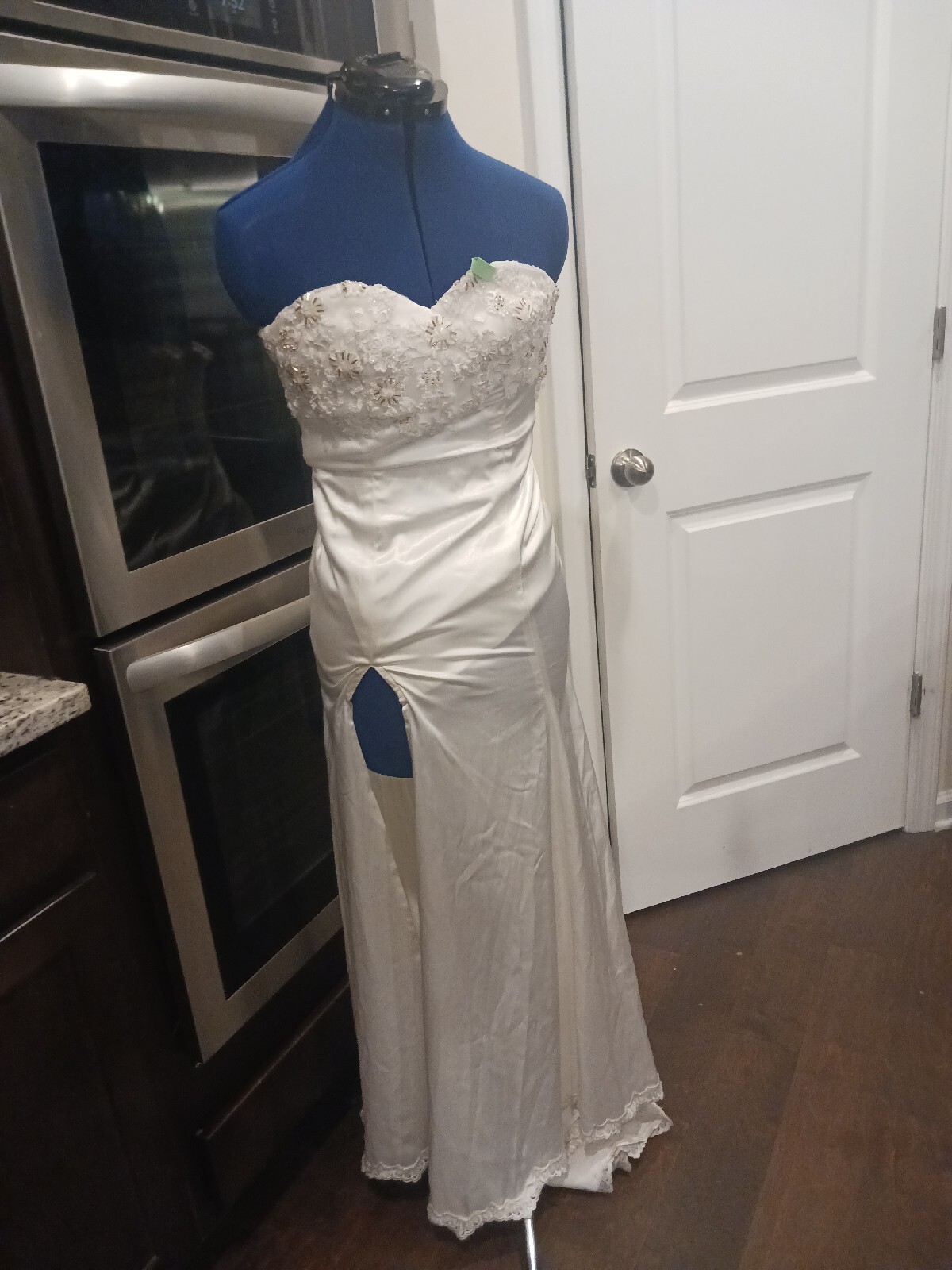 Vintage Beaded Sequin Sleeveless Mermaid High Split Wedding Dress Small