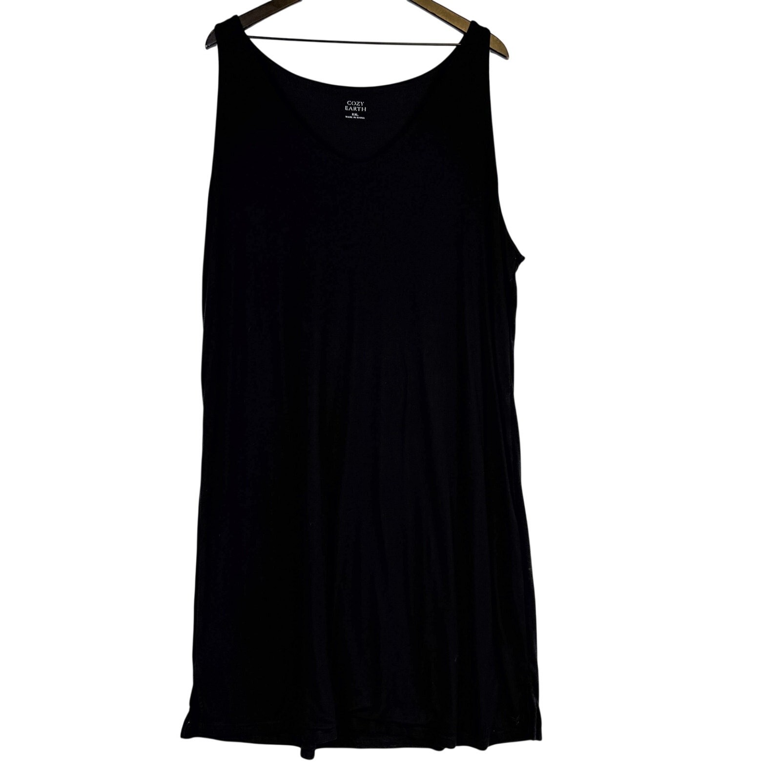 Cozy Earth Womens Ribbed Midi Dress Bamboo Blend Black – 2XL XXL