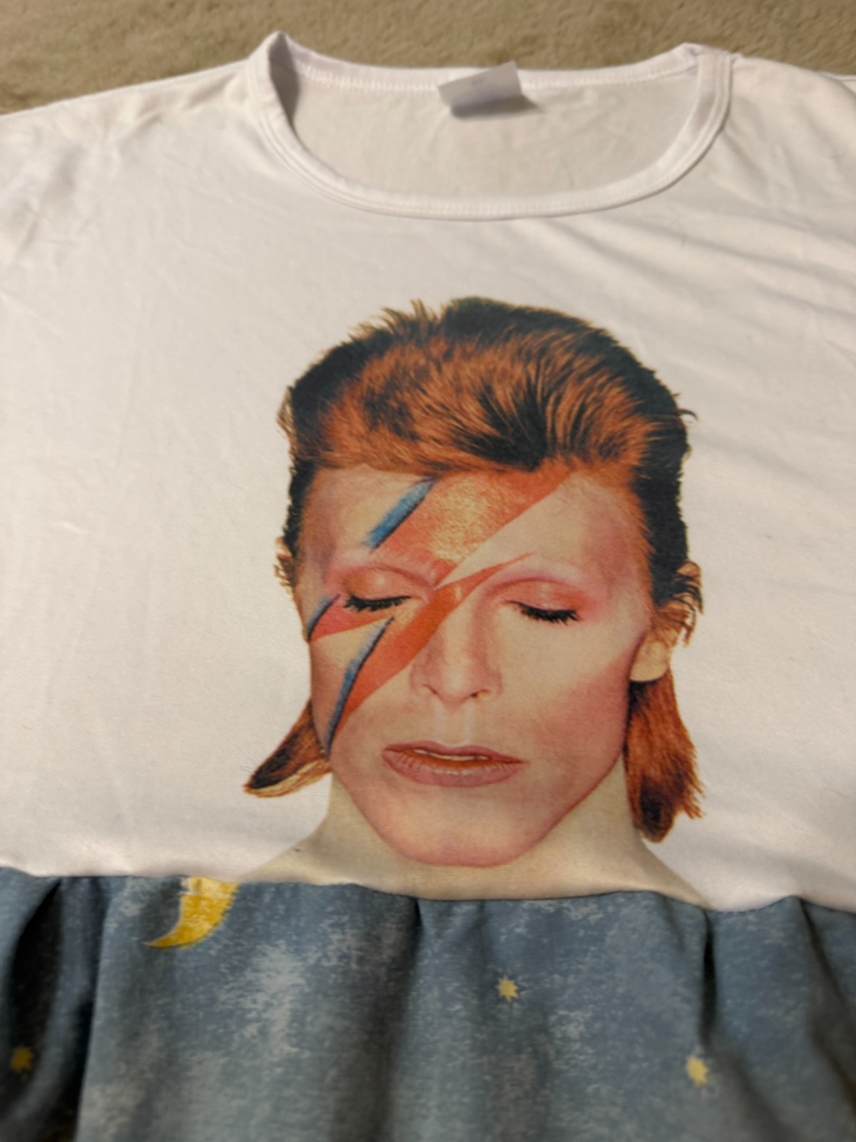 David Bowie Aladdin Sane Upcycled Babydoll Tunic XL Velvet Familiar