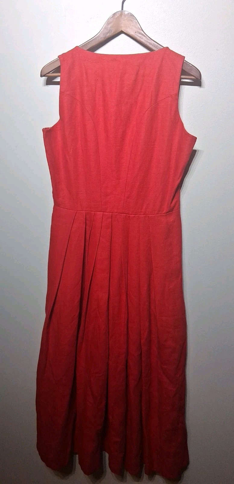 Sportalm Austrian Vtg Linen Red Maxi Sleeveless Dress Printed Front Size EU 40